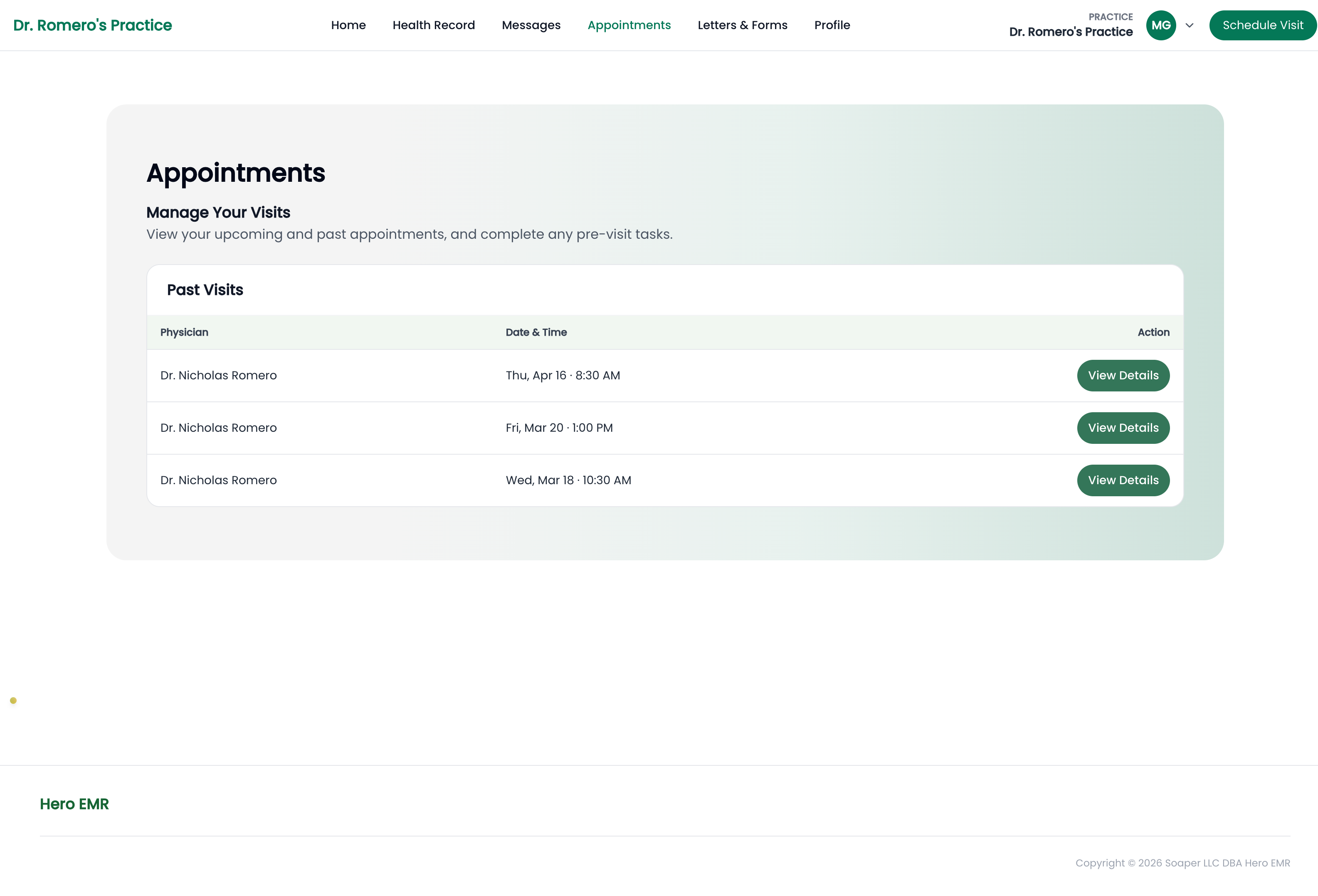 Patient portal appointments