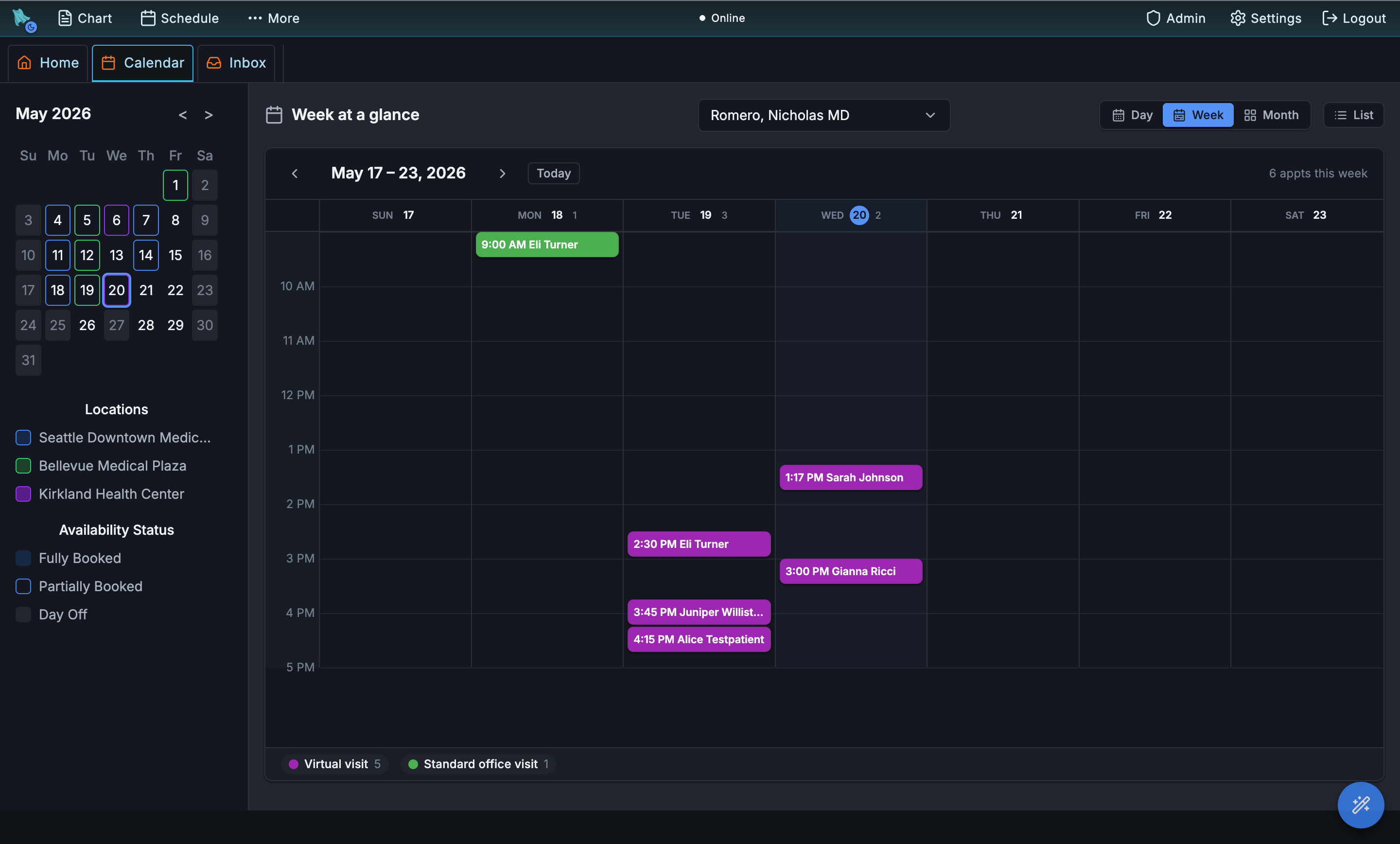 Calendar week view